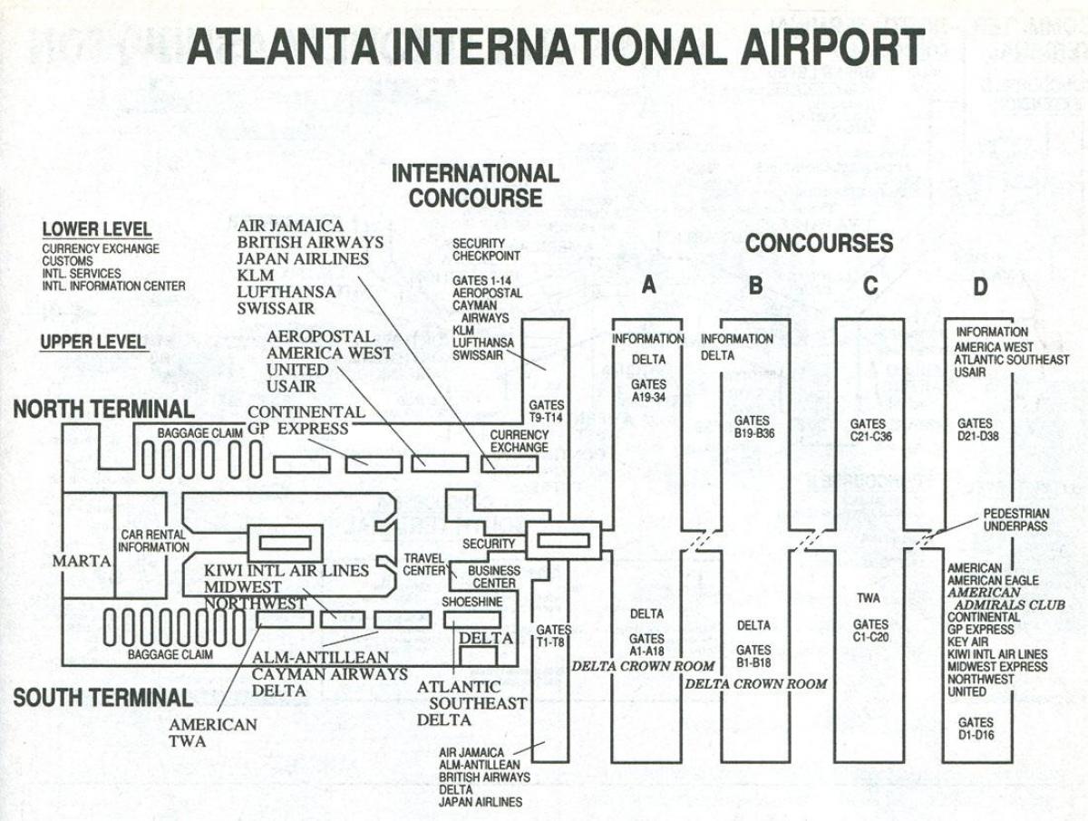 Атланта аирпорт терминал са мапе