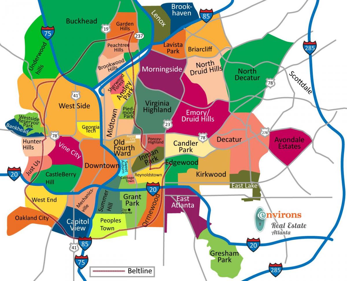 мапа насеља Атланта
