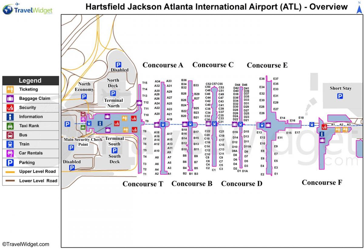 Атланта, међународни терминал мапи