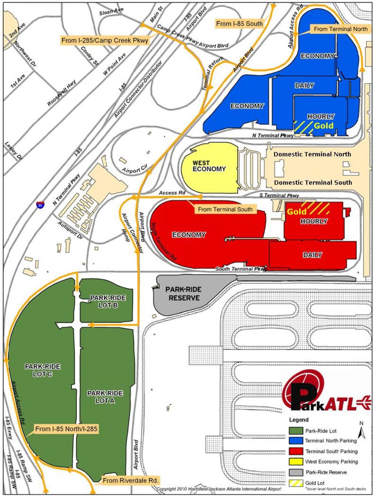 Атланта карта паркинг аеродрома Хартсфилд